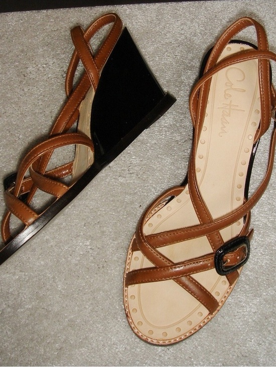 Cole Haan Shoes - Cole Haan Capri High Wedge Heel Sandal Strap Slingback women Brown